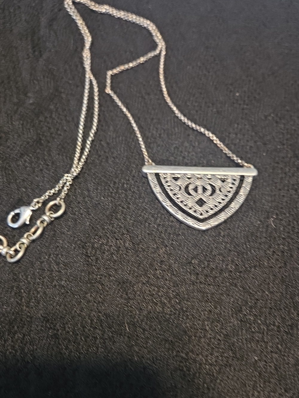 Lucky Brand Silver-Tone Filigree Half-Moon Pendant Necklace